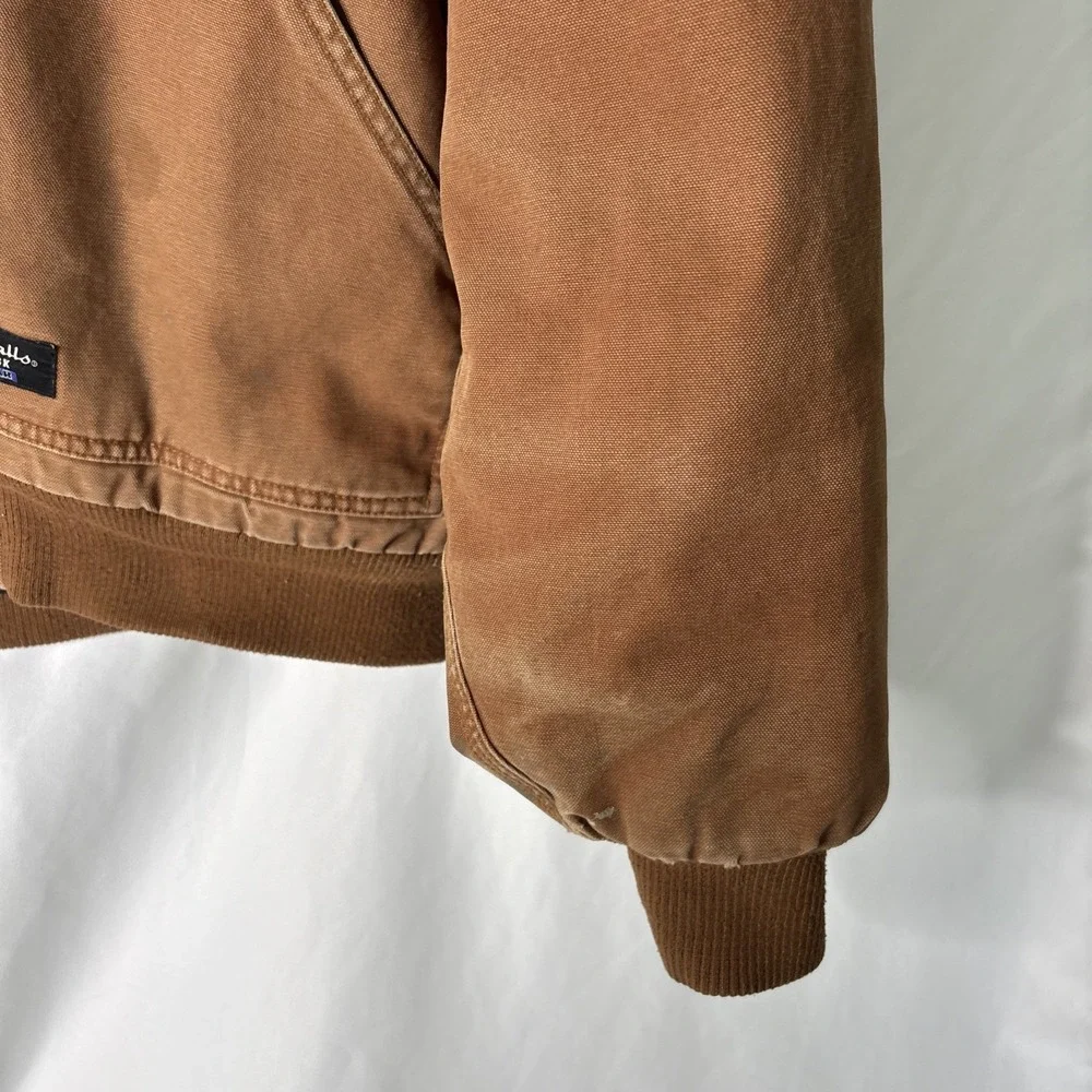 Vtg Walls Work Wear Jacket Men‎ 2XL Brown Duck Canvas Fleece Lined Hooded Grunge